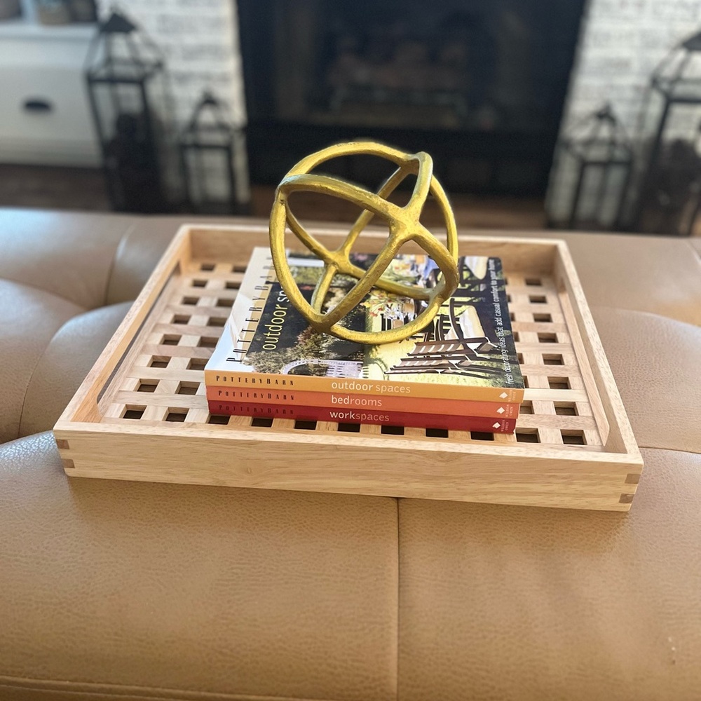 West Elm - Wood Cut Gingham Tray
